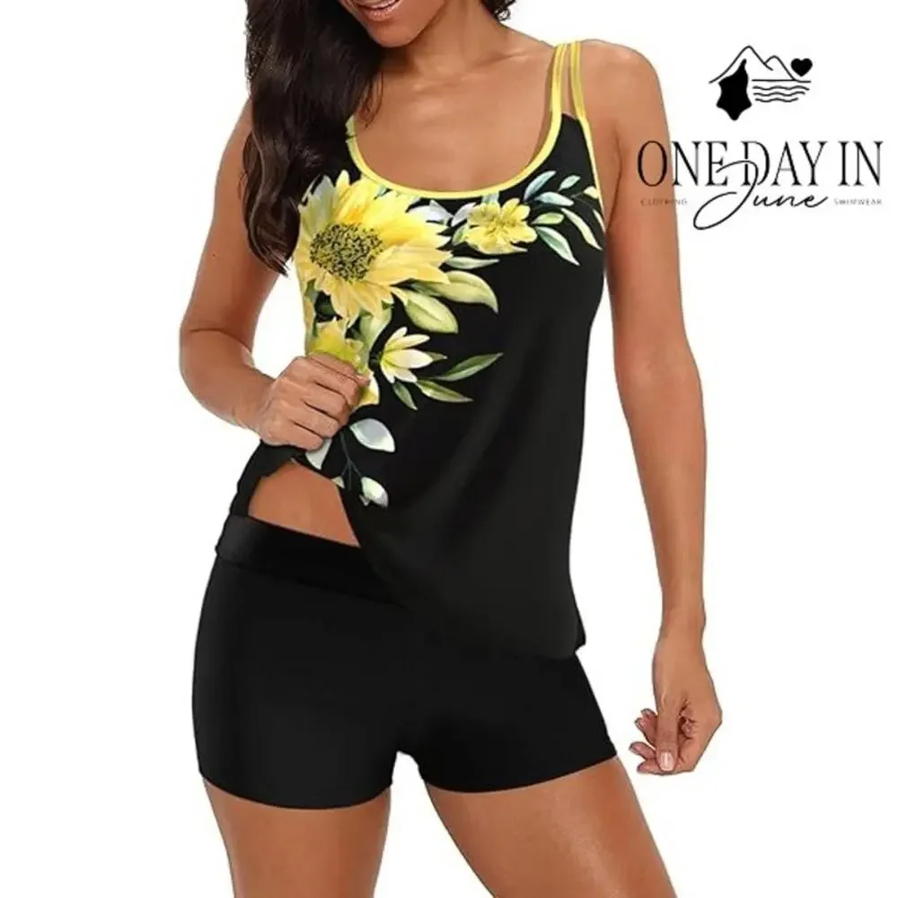 B2Prity Floral Boyshort Tankinii Swimsuit Size L